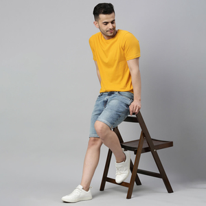 เสื้อยืดผู้ชายสีพื้นแบบกำหนดเอง เสื้อผ้าฤดูร้อน แขนสั้น ทรงหลวม คอกลม สำหรับผู้ชาย - Product Image 4