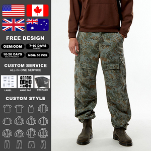 KingSen Men's Digital Camo Cargo <b>Pants</b> 100% Cotton Twill Loose Fit Multi-Pocket Straight Leg Tactical Trousers for Outdoor - Product Image 2