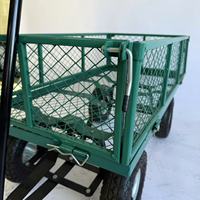 Chariot de jardin pliable en métal à quatre roues, personnalisable OEM, capacité de charge 300 kg, pour outils de jardinage et de pelouse