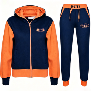 Ensemble de jogging vintage en molleton de coton coupe classique pour femme avec sweat à capuche brodé pour l'hiver - Product Image 4