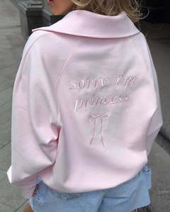 Felpa con cappuccio ricamata con logo frontale da donna, nuova collezione autunnale, alla <span class=keywords><strong>moda</strong></span>, ampia, casual, giovanile, stile pigro, all'ingrosso - Product Image 5