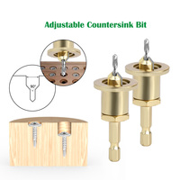Mata bor Countersink, Multi ukuran, pekerjaan kayu pegangan heksagonal, mata bor dapat disesuaikan untuk pemasangan furnitur, alat pertukangan