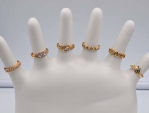 Anel de laton de ouro para casamento, anel de laton de ouro 18k, anel de compromisso de diamante ajustável para mulheres - Product Image 2