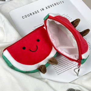 Zomer Pluche Fruit Watermeloen Schattige Mini Rits Portemonnee Sleutelhanger Portefeuilles <span class=keywords><strong>Kids</strong></span> Reizen Portemonnee Sleutelhanger Tas Bedels Voor Meisjes Jongens - Product Image 2