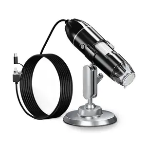 Microscope numérique ALEEZI 321 USB Caméra endoscopique à grossissement 8 LED avec prise USB et support en métal compatible