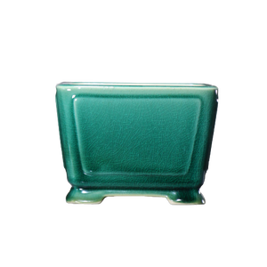 Maceta Cuadrada de Cerámica para Bonsái, Acabado Verde Glaseado con Efecto Craquelado, Decoración de Escritorio - Product Image 5