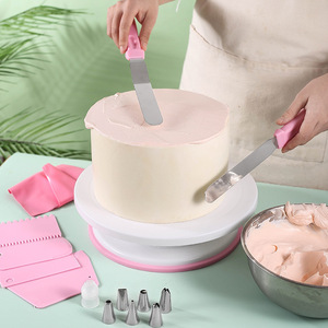 <b>Cake</b> Decorating Turntable Pink Plastic Rotating <b>Cake</b> <b>Stand</b> For Birthday Baking Supplies - Product Image 2