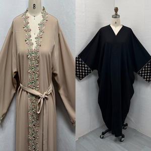 Elegante Abito Kaftan Musulmano da <span class=keywords><strong>Donna</strong></span> con Ricamo Floreale Rosa, Vestito Etnico Marocchino in Pizzo, Abbigliamento per Preghiera Eid, Maxi Abito Arabo - Product Image 5