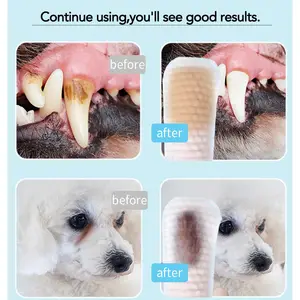 Prodotti toelettatura per animali domestici Private Label cani cura dentale salviette per le dita gatti usa e getta 50 conteggi spazzolino da denti