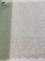 Tissu en voile perlé de luxe brodé de paillettes et de dentelle avec strass en cristal tricoté, écologique, pour robes de mariée et tenues pour filles