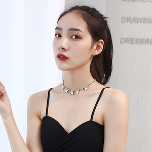 <b>Cross</b>-border minimalist single rhinestone alloy butterfly pendant clavicle <b>chain</b>, elegant and versatile women's necklace, - Product Image 2