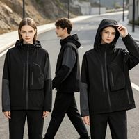 Veste coupe-vent épaisse pour homme, coupe oversize à épaules tombantes, broderie personnalisée, coupe-vent quotidien réactif à l'eau