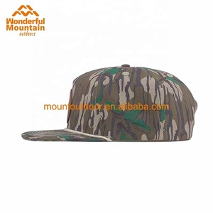 Gorro de algodón personalizado con 5 paneles, gorra de camuflaje en blanco con Parche de goma, parche de cuero bordado - Product Image 3