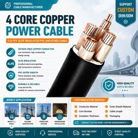 Cable de Alimentación de Cobre Puro al 99.9% YJV de 4 Núcleos, Estructura 3+1, Aislamiento XLPE de 0.6/1kV, Cable de Alimentación Trifásico de 4 Hilos de Bajo Voltaje