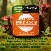 Venta al por Mayor de Fábrica: Suplemento en Polvo de Hongo Reishi Rojo para Mascotas, Alto en Calcio y Proteínas, para Perros y Gatos, Apoya la Cognición y el Sistema Inmunológico