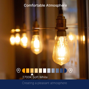 Lampadina <span class=keywords><strong>LED</strong></span> Dimmerabile Certificata Energy Star 7W/60W ST19 Vetro Trasparente 2700K Bianco Caldo Residenziale Attacco E26 CRI90 15000 Ore - Product Image 5