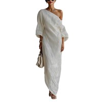 Robe Femme Color Block à Manches Longues, Col en V et Volants, Style Streetwear Printemps-Été, Taille Élastique, Tricotée