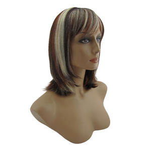 Personnalisable Ombre Brun et Blanc Bob Perruque <span class=keywords><strong>Court</strong></span> Raide <span class=keywords><strong>Cheveux</strong></span> Synthétiques Résistant À La Chaleur pour les Femmes En Gros - Product Image 2