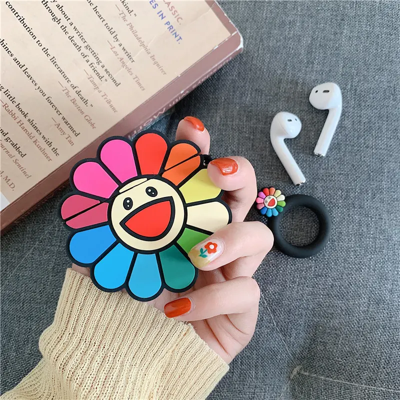 Fashion soft silicone cover 3d sunflower earphone accessories case for Apple Airpods 1 2