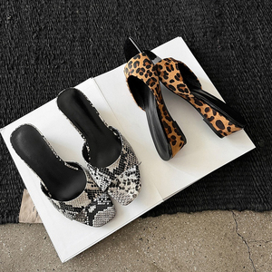 Sandalias de Tacón Alto para Mujer, Diseño 2026, <span class=keywords><strong>Muy</strong></span> Populares, Punta Cuadrada, Estampado Animal, Una Sola Tira, de Cuero - Product Image 4