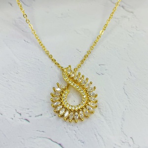 Figura del fiore dell'orecchino della collana dei monili <span class=keywords><strong>set</strong></span> per le donne e le ragazze zirconia placcato oro insieme dei monili - Product Image 2
