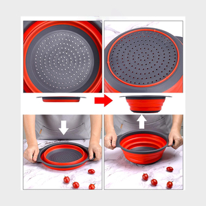 3PCS Food Grade Silicone Folding Drain Pan Portable Multifunctional Vegetable Washing and Filtering Basket - Product Image 6