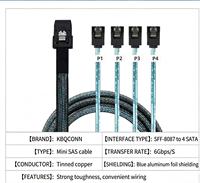 Câble interne Mini SAS 36 broches SFF-8087 à angle droit, 6 Gbit/s, 0,5 m, blindé tressé