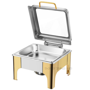 Plats de service en or et argent pour la restauration, plats de luxe pour buffet d'hôtel avec chauffe-plats, plats de service pour <span class=keywords><strong>chef</strong></span> - Product Image 2
