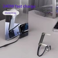 (Éxito de Ventas Transfronterizo) Cable de Carga Rápida Tipo-C de 240W, Multifuncional, con Soporte para Teléfono, Transferencia de Datos, Sin Obstrucciones