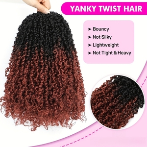 Venta al por mayor <span class=keywords><strong>de</strong></span> <span class=keywords><strong>cabello</strong></span> sintético Yanky Twist para crochet, <span class=keywords><strong>trenzas</strong></span> pre-enlazadas <span class=keywords><strong>de</strong></span> 10 pulgadas, trenzado esponjoso, rizado estilo Yankee Twist - Product Image 3