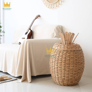 Panier en rotin tressé en forme d'ananas, style nordique écologique, décoration d'intérieur, estampage doré, exporté du Vietnam - Product Image 2