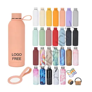 Custom 2023 Novo 17 oz 32 oz Conjunto De Garrafa De Água 500ml 1L Motivacional Garrafa De Água Pequena Boca De Aço Inoxidável Com Corda De Silicone