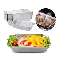 Barquette alimentaire carrée jetable en aluminium avec couvercle en PET, idéale pour les plats à emporter et les barbecues