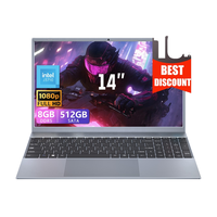 Laptop Tipis 14 inci 6G 8GB RAM 256GB 512GB SSD Notebook Ringan Cpu N4000 Panel IPS Colokan US Baru Ordinateur Portable
