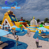 Parc aquatique gonflable géant d'été pour l'extérieur, toboggan et piscine combinés, idéal pour les parcs d'attractions - Vente chaude