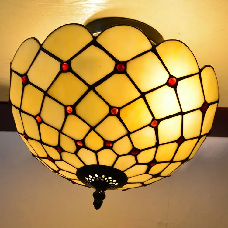 LongHuiJing lampada da soffitto in stile Tiffany luce lampade artigianali luci paralume in vetro colorato