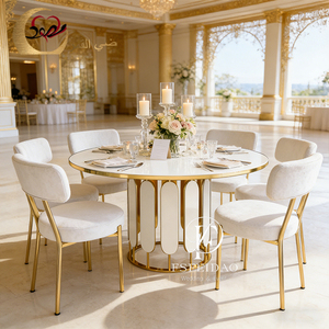 โต๊ะรับประทานอาหารสแตนเลสสตีลสีทองหรูหราทันสมัยสำหรับงานแต่งงานและงานอีเว้นท์ - Product Image 4