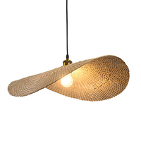 Lustre en forme de chapeau en bambou vintage, luminaire suspendu en rotin fait à la main, style asiatique, lampe en bambou, décoration de restaurant et de maison