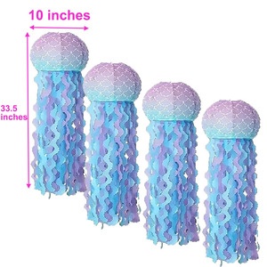 Lanternes en papier méduse bleues dégradées de 10 pouces, lampes, décoration de fond suspendue pour fête sur le thème des sirènes, pour l'extérieur et la maison - Product Image 1