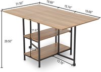 Table à manger en plastique, Table de cuisine multifonctionnelle avec 2 supports de rangement et 2 roues, Table de cuisine extensible pour gagner de l'espace
