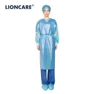 CE EN13795 PP PE SMS Disposable Isolation Gown Medical Protective Clothing