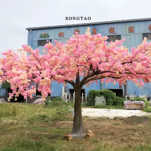 Arbre de fleurs de cerisier artificielles, couleur rose, simulation de feuilles de tronc, art décoratif, style restaurant