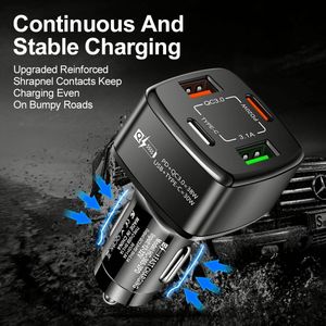 Chargeur de voiture 4 en 1 38W PD+QC3.0 2USB 3.1A+2PD 20W Charge rapide Chargeur de téléphone de voiture - Product Image 3
