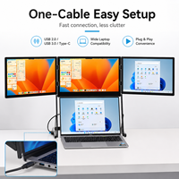 Moniteur portable triple écran pour ordinateur portable, extension d'écran multi-écrans pour le travail, le bureau et le télétravail.
