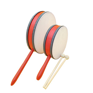 Tambor de Mano de Piel de Oveja Sintética de Doble Cara de 6/8 Pulgadas, Instrumento de Percusión, Juguete Musical para Bebés y Niños, Ayuda para la Enseñanza Musical - Product Image 1
