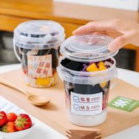 16oz 24oz 32oz Café Boisson Bubble Boba Lait Thé Fruits Jus Baril PP clair Seau Gobelets jetables en plastique avec couvercle et poignée