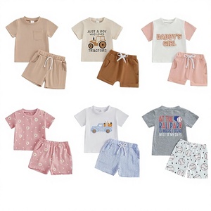 Conjuntos de Camiseta y Pantalones Cortos para Niños, Material Mixto, Estampados Coloridos de Dibujos Animados, Ropa de Verano para Niños CN/GUA - Product Image 2