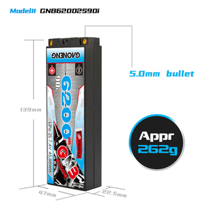GNB GAONENG 6200MAH 2S 2S1P 7.4V 90C 180C 5.0mm Baterai LiPo Hard Case Bullet 1:10 1/10 Skala Mobil RC Perahu Drift - Product Image 3