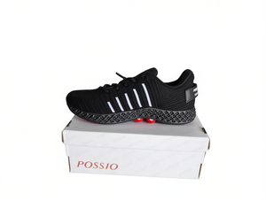 Scarpe da corsa Possio Tomaia in rete nera Suola in gomma Abbigliamento sportivo estivo unisex - Product Image 1