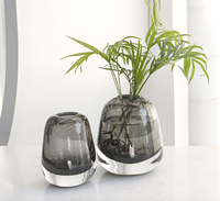Vase en verre transparent lourd de conception belge pour la livraison directe, artisanat hydroponique décoratif, arrangement floral à domicile, vase pour fleurs séchées